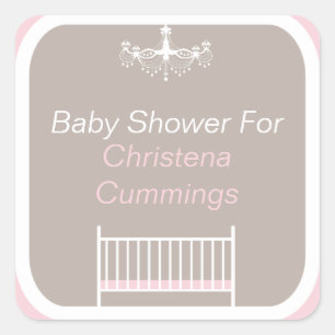 Elegante kroonluchter baby shower vierkante sticke sticker