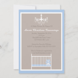 Elegante Kroonluchter Blauwe Teddybeer Baby Shower Kaart