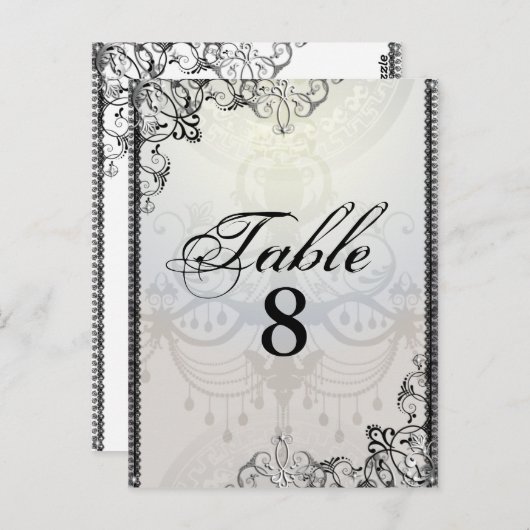 Elegante kroonluchter & bloeit Tafelnummer (Voorkant / Achterkant)