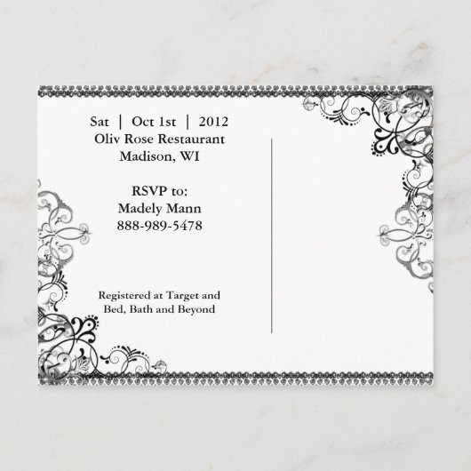 Elegante kroonluchter en bloeit Vrijgezellenfeest Uitnodiging Briefkaart (Achterkant)