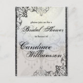 Elegante kroonluchter en bloeit Vrijgezellenfeest Uitnodiging Briefkaart (Voorkant)