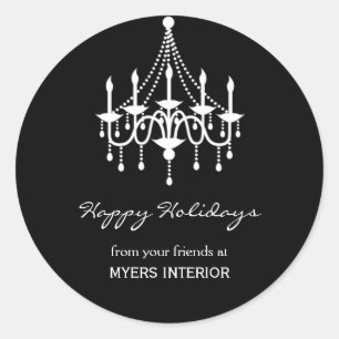 Elegante kroonluchter Favor Sticker - Zwart