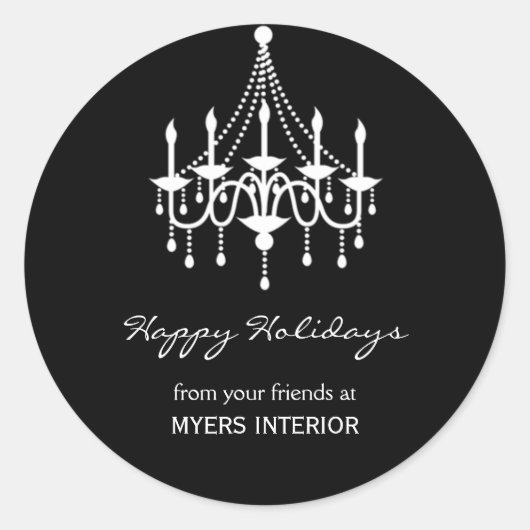 Elegante kroonluchter Favor Sticker - Zwart (Voorkant)
