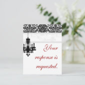 Elegante Kroonluchter Huwelijk Antwoordkaart BW da RSVP Kaartje (Staand voorkant)