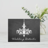 Elegante Kroonluchter Krijtbord Huwelijk Collectie Informatiekaartje (Staand voorkant)