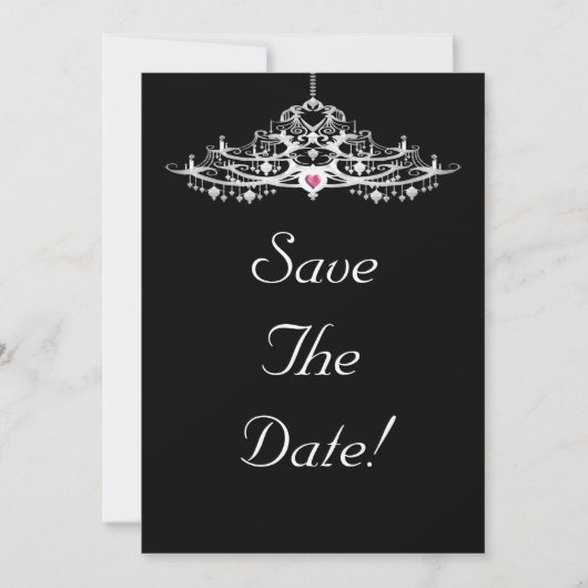 Elegante kroonluchter save the date bruiloft kaart (Voorkant)