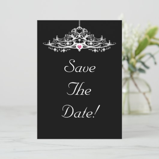 Elegante kroonluchter Save The Date-huwelijk Kaart (Staand voorkant)