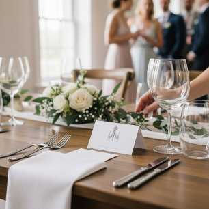 Elegante kroonluchter script naam huwelijks plaats kaart