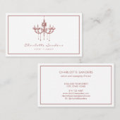 Elegante kroonluchter stoffig roze visitekaartje (Voorkant / Achterkant)