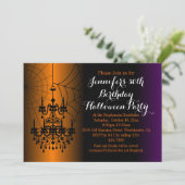 Elegante kroonluchter verjaardag Halloween-feest Kaart (Staand voorkant)