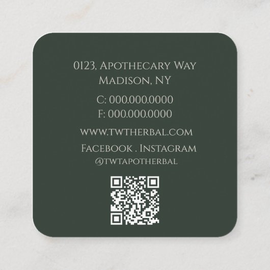 Elegante Kruidenbloem van het Leven Lineart Donker Vierkante Visitekaartje (Achterkant)