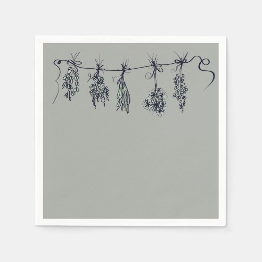 Elegante kruidentuin lijn tekening servet (Voorkant)