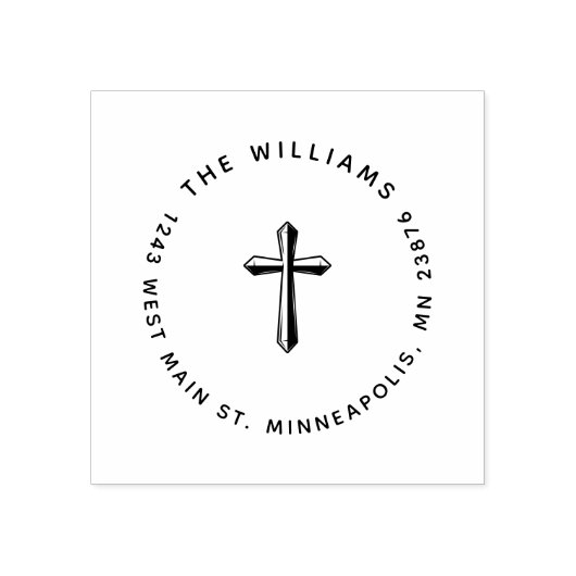 Elegante kruis christelijke familie retouradres rubberstempel (Afrduk)