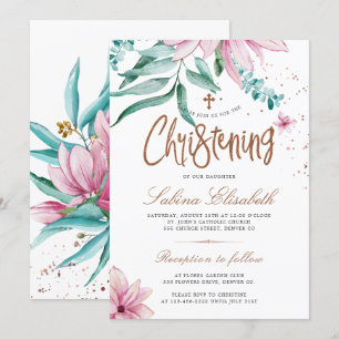 Elegante kruis-watercolor bloemendoop kaart