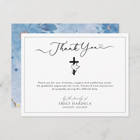Elegante kruisbegrafenis bedankkaart (Voorkant / Achterkant)