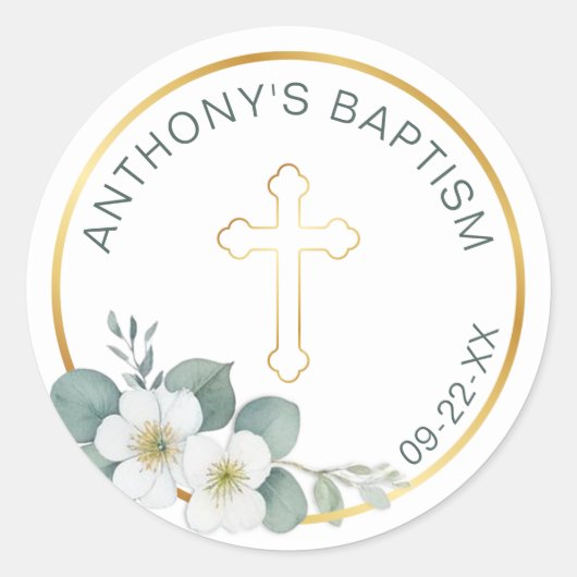 Elegante Kruisdoop Sticker | Eenvoudig religieus (Voorkant)
