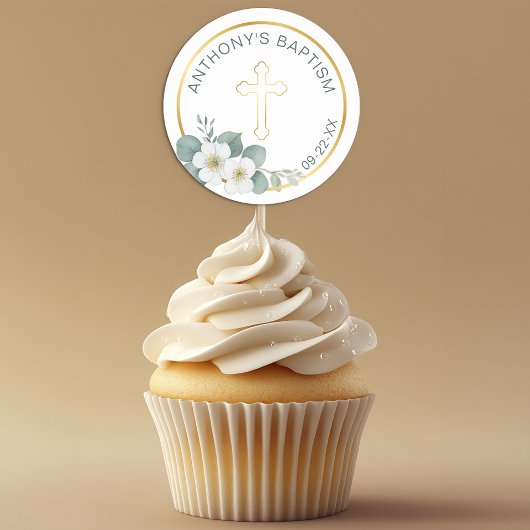 Elegante Kruisdoop Sticker | Eenvoudig religieus