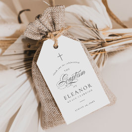Elegante Kruiskalligrafie Doop Bedankt Favor Cadeaulabel