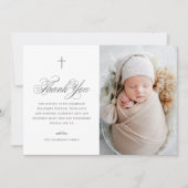 Elegante Kruiskalligrafie Fotodoop Bedankkaart (Voorkant)