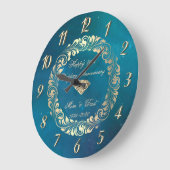 Elegante krullen blauw 25e trouwdag grote klok (Hoek)