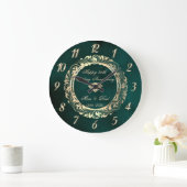 Elegante krullen groene 25e trouwdag grote klok (Huis)