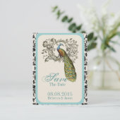 Elegante krullen Vintage lelie bloem lelie pauw br Aankondigingskaart (Staand voorkant)