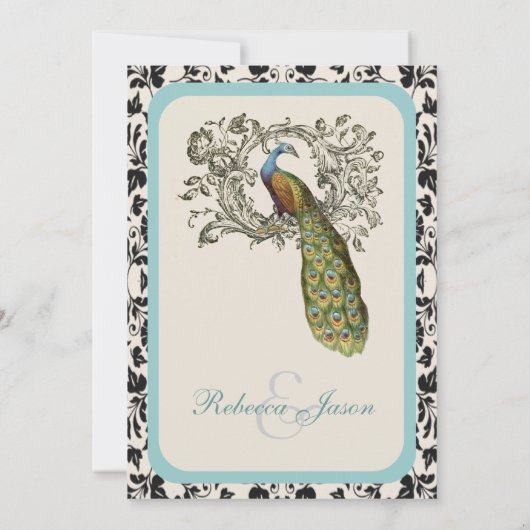 elegante krullen Vintage lelie bloem lelie pauw hu Kaart (Achterkant)