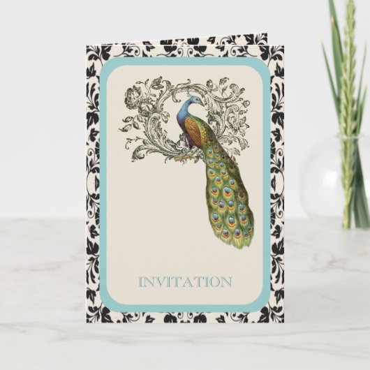 Elegante krullen Vintage lelie bloem pauw bruiloft (Voorkant)