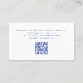 Elegante kuif en Monogram | Blauw-wit Visitekaartje (Achterkant)