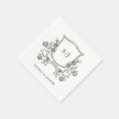 Elegante kuif en Monogram Zwart-wit bruiloft Servet (Hoek)