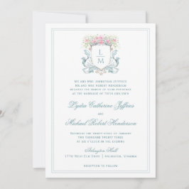 Elegante kuif met Rozen | Monogram bruiloft Kaart