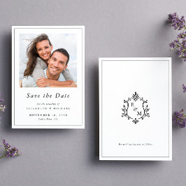 Elegante Kuif Monogram Foto Bruiloft Save The Date