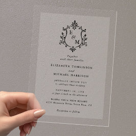Elegante Kuif Monogram Huwelijk Acryl Uitnodigingen