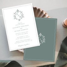 Elegante Kuif Monogram Lichtgroene Huwelijk