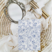 Elegante  kuif Stoffig Blauw Bloemen Bruiloft Kaart