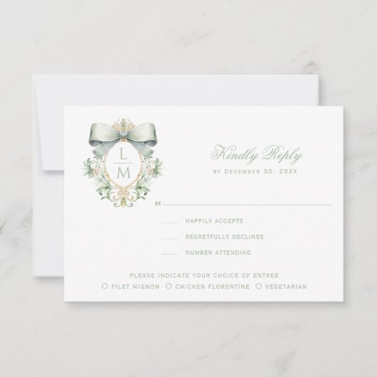 Elegante kuif w / Sage Groene Boog Bedankkaart (Voorkant)