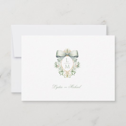 Elegante kuif w / Sage Groene Boog Bedankkaart (Achterkant)