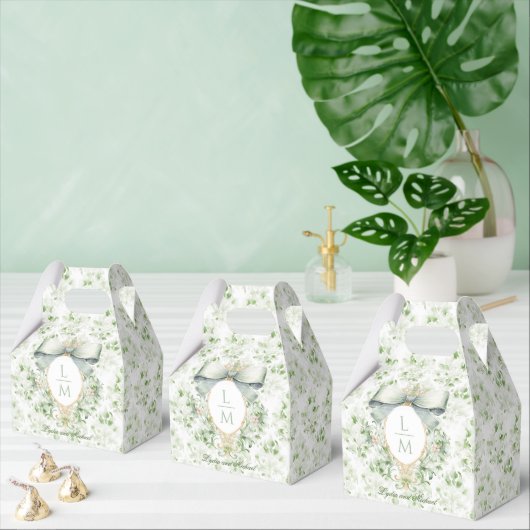 Elegante kuif w / Sage Groene Boog | Bruiloft Bedankdoosjes (Meervoudige)