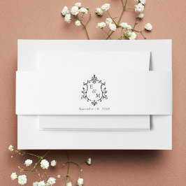 Elegante kuifmonogramhuwelijk uitnodigingen wikkel