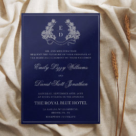 Elegante Kuifstempel Navy Heritage Bruiloft Kaart