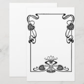 Elegante Kunst Nuovo Bloemen Zwart-wit Scroll Briefpapier (Voorkant / Achterkant)