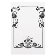 Elegante Kunst Nuovo Bloemen Zwart-wit Scroll