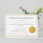 Elegante Kunstenaar Certificate van Echtheid Folie Uitnodiging (Staand Voorkant)