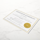 Elegante Kunstenaar Certificate van Echtheid Folie Uitnodiging (Gedraaid)