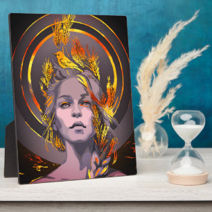 Elegante kunstprint met gouden tarwe en vogel fotoplaat