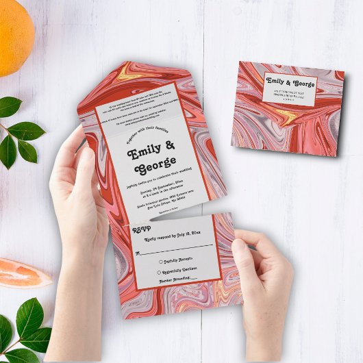 Elegante kunstzinnige kleurrijke lava Abstracte br All In One Uitnodiging