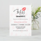 Elegante kus Miss Goodbye Red Lips Vrijgezellenfee Kaart (Staand voorkant)