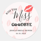 Elegante Kus Miss Vaarwel Rode Lippen Bruids Showe Ronde Sticker (Voorkant)