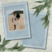 Elegante Kust Blauw Moderne Trouwfoto Save The Date