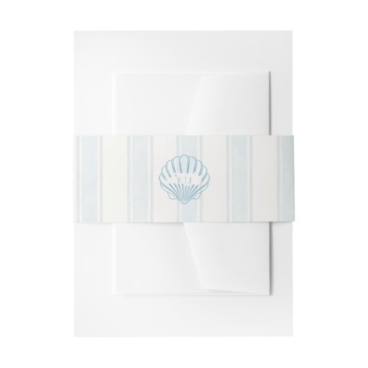 Elegante Kust Blauwe Schelp Uitnodigingen Wikkel (Voorkant Voorbeeld)
